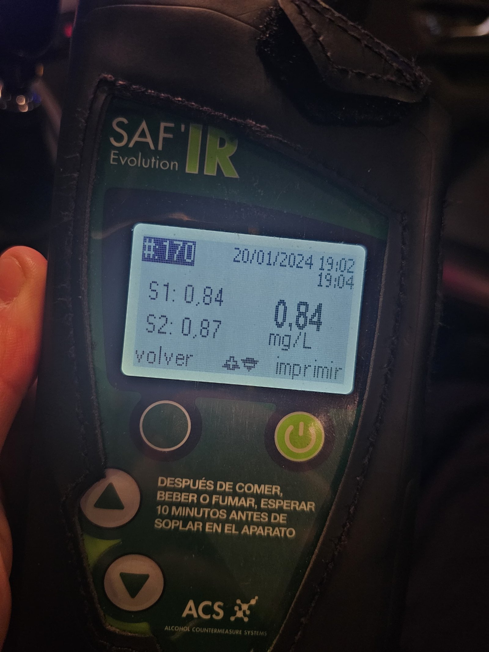 Etilómetro con tasa de 0,84 mg/l en Valladolid